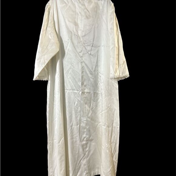 Vintage Oscar de la Renta satin lace dressing gown robe nightgown M - Picture 5 of 6